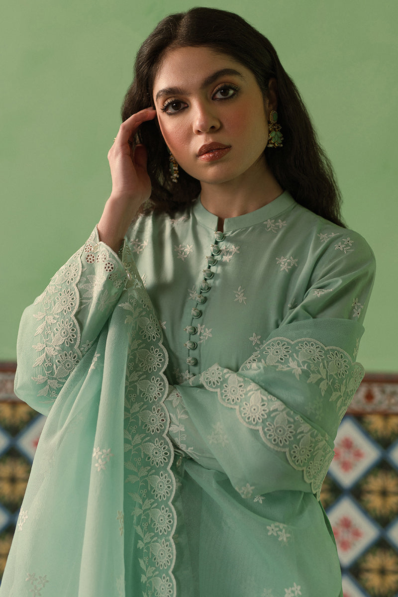 CROSS STITCH - 3PC LAWN EMBROIDERED SHIRT WITH ORGANZA EMBROIDERED DUPATTA AND TROUSER - HZG2095