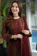 ASIM JOFA - 3PC LAWN EMBROIDERED SHIRT WITH LAWN  EMBROIDERED DUPATTA AND TROUSER - HZG1619