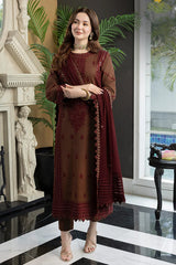 ASIM JOFA - 3PC LAWN EMBROIDERED SHIRT WITH LAWN  EMBROIDERED DUPATTA AND TROUSER - HZG1619