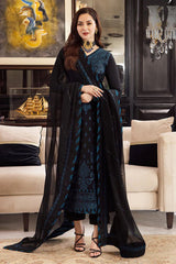 ASIM JOFA - 3PC LAW  EMBROIDERED SHIRT WITH CHIFFON EMBROIDERED DUPATTA AND TROUSER - HZG1609