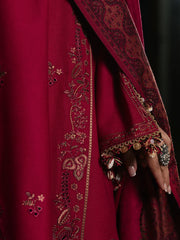 IZEL - 3PC DHANAK EMBROIDERED SHIRT TWILL PRINTED SHAWL AND TROUSER - HZG3162