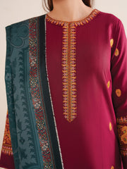 GARNET - 3PC LAWN EMBROIDERED SHIRT WITH MANAAR PRINTED DUPATTA AND TROUSER - HZG2102