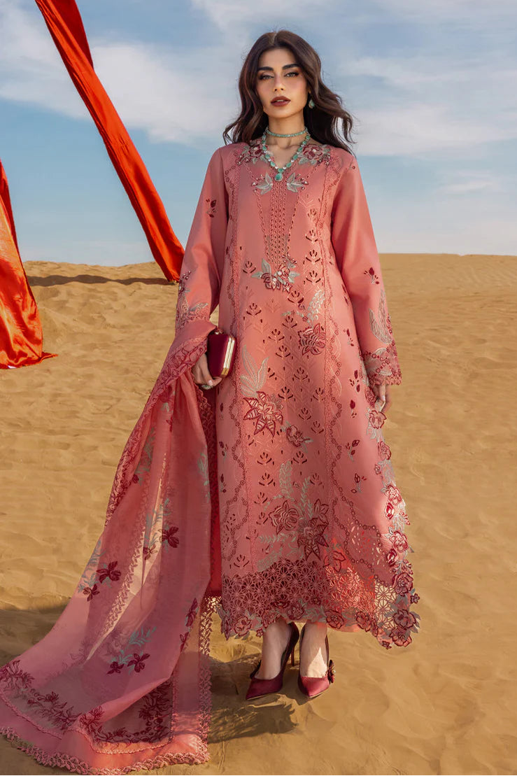 RANG RASIYA - 3PC LAWN CHIKANKAARI EMBROIDERED SHIRT WITH KHADDI NET EMBROIDERED DUPATTA AND TROUSER - HZG2811