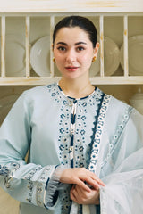 ZARA SHAHJAHAN - 3PC LAWN EMBROIDERED SHIRT WITH ORGANZA EMBROIDERED DUPATTA AND TROUSER - HZG2072