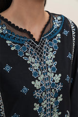 BATIK - 3PC KARANDI EMBROIDERED SHIRT WITH KHADI NET EMBROIDERED DUPATTA AND TROUSER - HZU2433