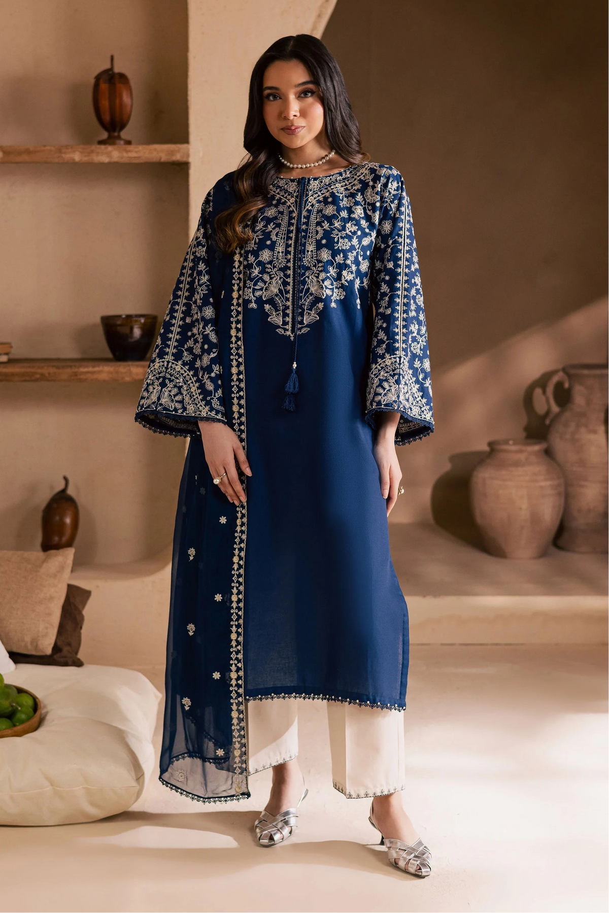 BATIK - 3PC LAWN EMBROIDERED SHIRT WITH CHIFFON EMBROIDERED DUPATTA AND TROUSER - HZG2812