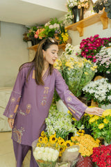 URGE - 2PC DHANAK EMBROIDERED SHIRT AND EMBROIDERED TROUSER - HZU2528