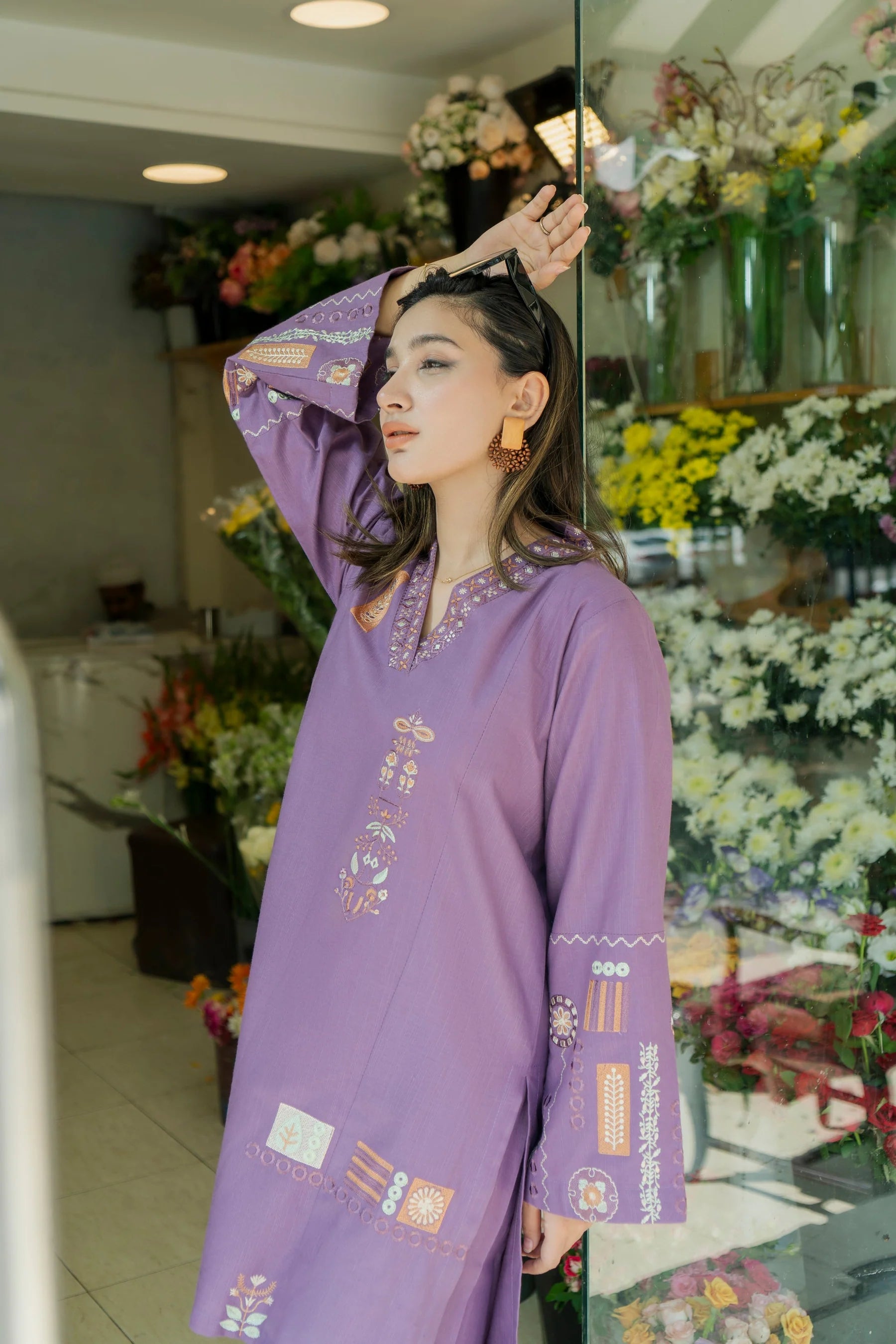 URGE - 2PC DHANAK EMBROIDERED SHIRT AND EMBROIDERED TROUSER - HZU2528