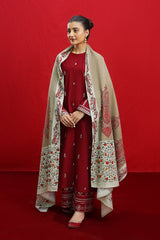 URGE - 3PC LAWN EMBROIDERED SHIRT WITH MANAAR PRINTED DUPATTA AND TROUSER - HZG1951