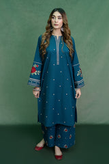 URGE - 2PC DHANAK EMBROIDERED SHIRT WITH DHANAK EMBROIDERED TROUSER - HZG2332