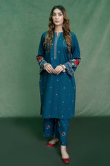 URGE - 2PC DHANAK EMBROIDERED SHIRT WITH DHANAK EMBROIDERED TROUSER - HZG2332
