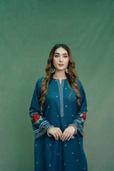 URGE - 2PC DHANAK EMBROIDERED SHIRT WITH DHANAK EMBROIDERED TROUSER - HZG2332