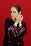 URGE - 2PC VELVET EMBROIDERED SHIRT WITH SILK TROUSER - HZG1968