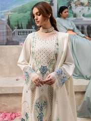MAHNUR - 3PC DHANAK EMBROIDERED SHIRT WITH DHANAK LASER EMBROIDERED DUPATTA AND TROUSER - HZG2388