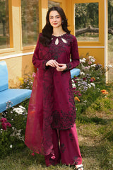 ALLYS - 3PC LAWN SEQUIN EMBROIDERED SHIRT WITH KHADDI NET EMBROIDERED DUPATTA AND TROUSER - HZG2837