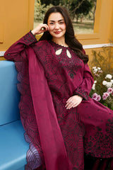 ALLYS - 3PC LAWN SEQUIN EMBROIDERED SHIRT WITH KHADDI NET EMBROIDERED DUPATTA AND TROUSER - HZG2837