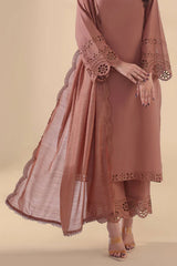 SAPPHIRE - 3PC DHANAK EMBROIDERED SHIRT WITH KHADI NET EMBROIDERED DUPATTA AND TROUSER - HZU2439