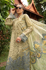 MARIA B - 3PC LAWN EMBROIDERED SHIRT WITH CHIFFON PRINTED EMBROIDERED DUPATTA AND TROUSER - HZG2644