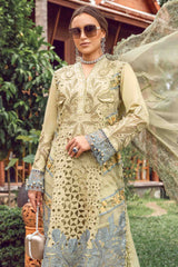 MARIA B - 3PC LAWN EMBROIDERED SHIRT WITH CHIFFON PRINTED EMBROIDERED DUPATTA AND TROUSER - HZG2644