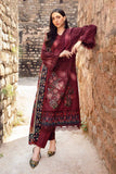 MARIA B - 3PC DHANAK EMBROIDERED SHIRT WITH TWILL PRINTED SHAWL AND TROUSER - HZG2045