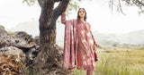 MARIA B - 3PC DHANAK EMBROIDERED SHIRT WITH TWILL PRINTED SHAWL AND TROUSER - HZG2058