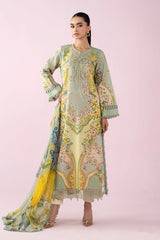 MARIA.B - 3PC LAWN PRINTED SHIRT WITH SILK PRINTED DUPATTA AND TROUSER - HZG2974