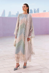 MARIA B - 3PC LAWN CHIKANKAARI EMBROIDERED SHIRT WITH SELF JACQUARD EMBROIDERED DUPATTA AND TROUSER - HZG2789