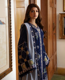 REPUBLIC WOMENSWEAR - 3PC DHANAK EMBROIDERED SHIRT WITH DHANAK EMBROIDERED SHAWL AND TROUSER - HZG2054