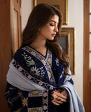 REPUBLIC WOMENSWEAR - 3PC DHANAK EMBROIDERED SHIRT WITH DHANAK EMBROIDERED SHAWL AND TROUSER - HZG2054