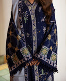 REPUBLIC WOMENSWEAR - 3PC DHANAK EMBROIDERED SHIRT WITH DHANAK EMBROIDERED SHAWL AND TROUSER - HZG2054