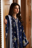 REPUBLIC WOMENSWEAR - 3PC DHANAK EMBROIDERED SHIRT WITH DHANAK EMBROIDERED SHAWL AND TROUSER - HZG2054