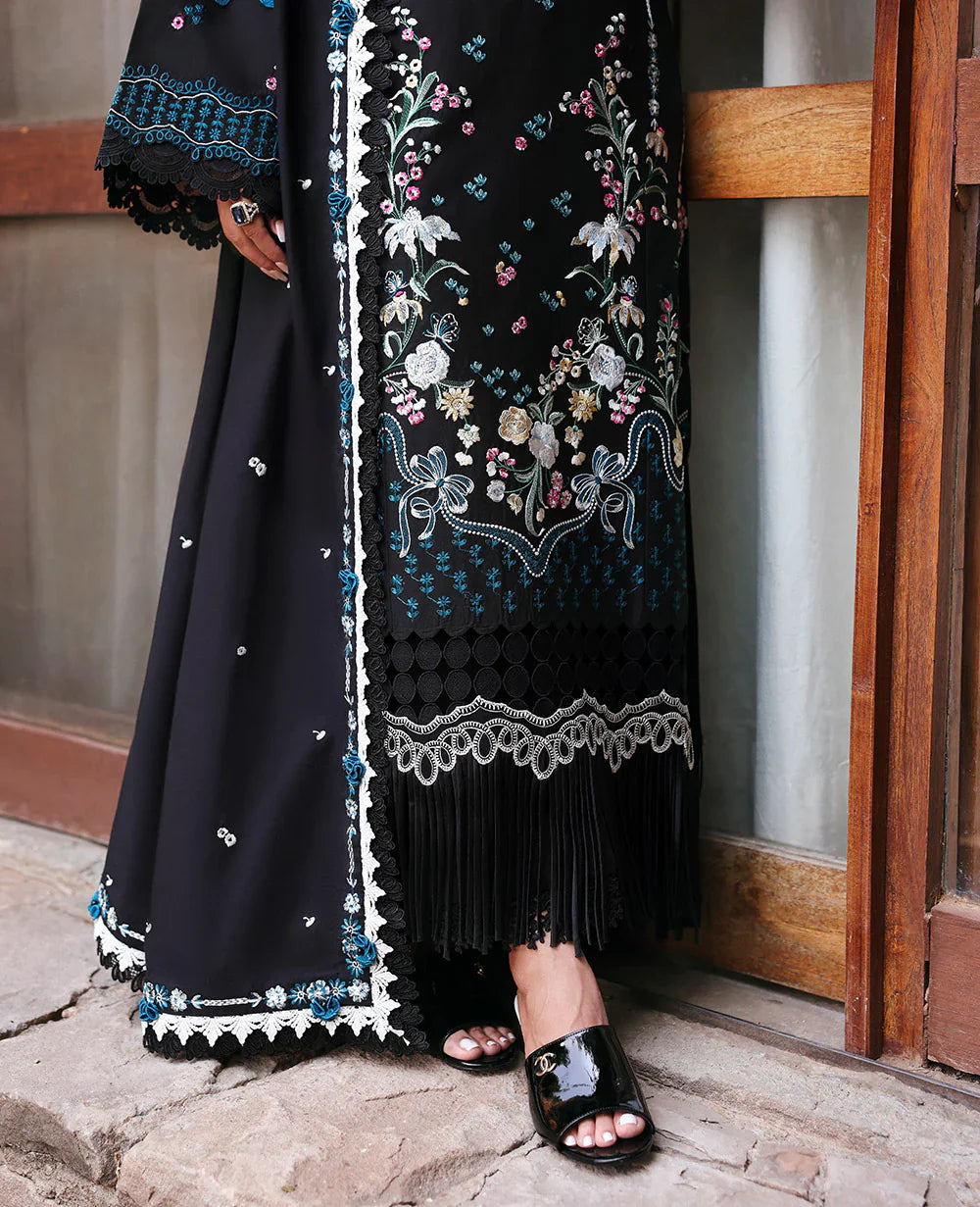 REPUBLIC WOMEN'S WEAR - 3PC DHANAK EMBROIDERED SHIRT WITH DHANAK EMBROIDERED SHAWL AND EMBROIDERED TROUSER - HZG2313