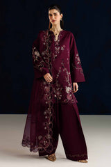 IZNIK - 3PC LAWN EMBROIDERED SHIRT WITH ORGANZA EMBROIDERED DUPATTA AND TROUSER - HZG3002