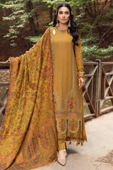 MARIA B - 3PC KARANDI EMBROIDERED SHIRT WITH TWILL PRINTED SHAWL AND TROUSER - HZU2458