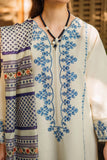 ZIVA - 3PC KHADDAR EMBROIDERED SHIRT WITH TWILL PRINTED SHAWL AND TROUSER - HZG1961