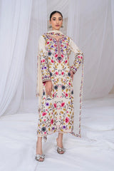 BATIK - 3PC DHANAK EMBROIDERED SHIRT WITH CHIFFON EMBROIDERED DUPATTA AND TROUSER - HZG3116