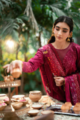 FLORENT - 3PC LAWN EMBROIDERED SHIRT WITH MANAAR PRINTED DUPATTA AND TROUSER - HZG2297