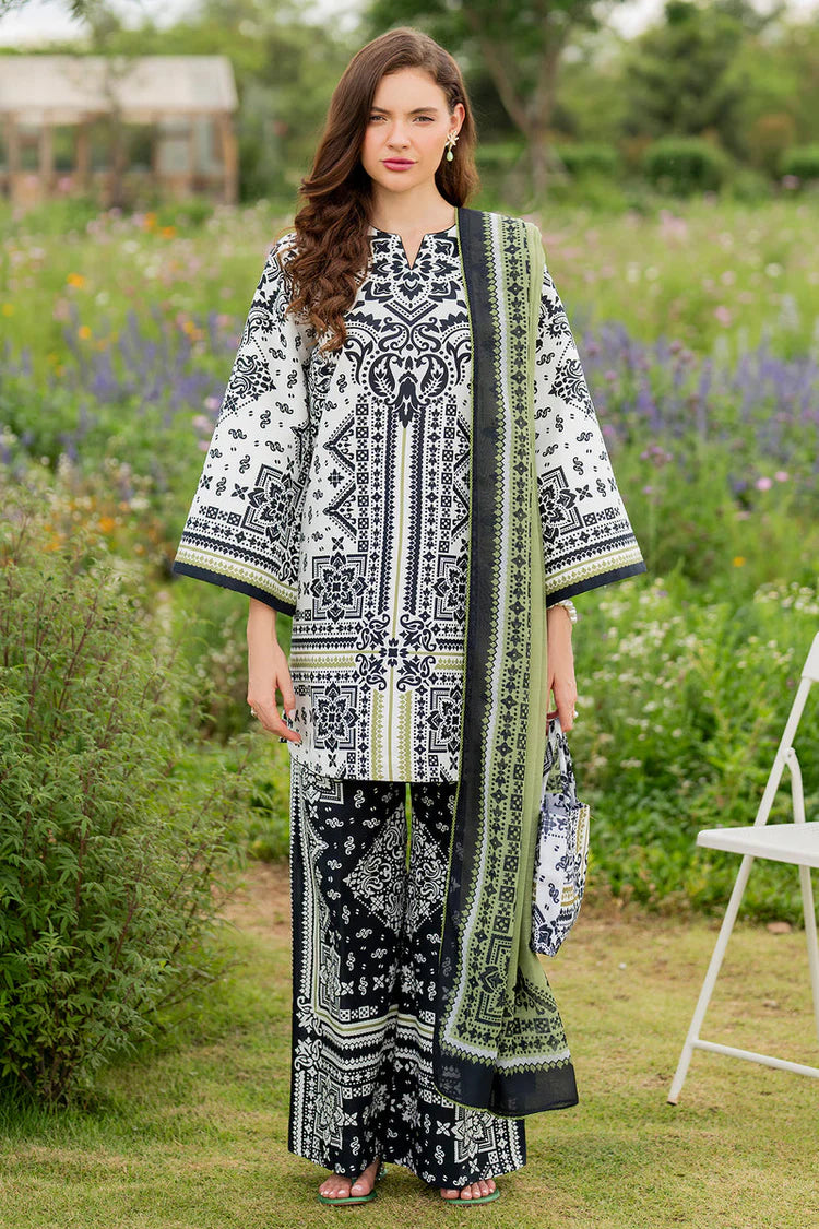 JAZMIN - 3PC KHADDAR PRINTED SHIRT WITH KHADDAR PRINTED DUPATTA AND TROUSER - HZU2507