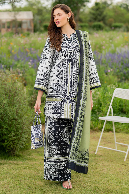 JAZMIN - 3PC KHADDAR PRINTED SHIRT WITH KHADDAR PRINTED DUPATTA AND TROUSER - HZU2507