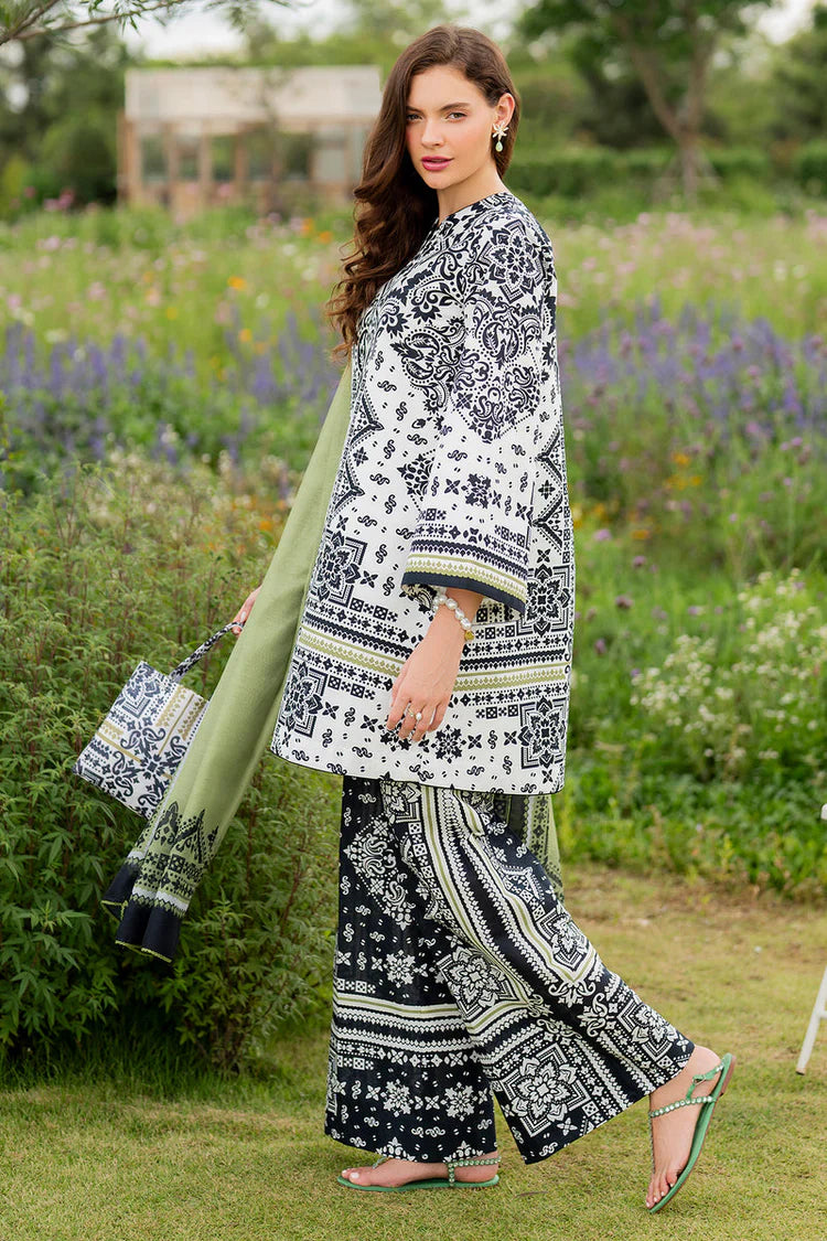 JAZMIN - 3PC KHADDAR PRINTED SHIRT WITH KHADDAR PRINTED DUPATTA AND TROUSER - HZU2507