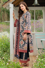 JAZMIN - 3PC KHADDAR PRINTED SHIRT WITH KHADDAR PRINTED DUPATTA AND TROUSER - HZU2510