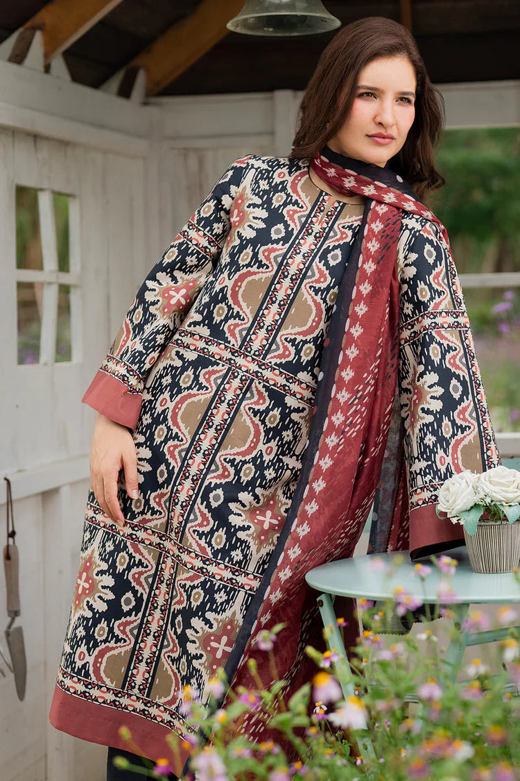 JAZMIN - 3PC KHADDAR PRINTED SHIRT WITH KHADDAR PRINTED DUPATTA AND TROUSER - HZU2510