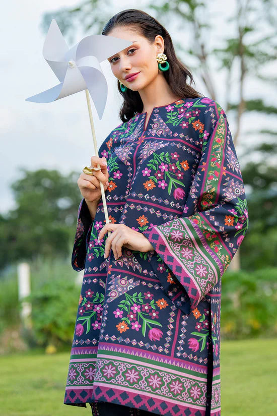 JAZMIN - 3PC KHADDAR PRINTED SHIRT WITH KHADDAR PRINTED DUPATTA AND TROUSER - HZU2512