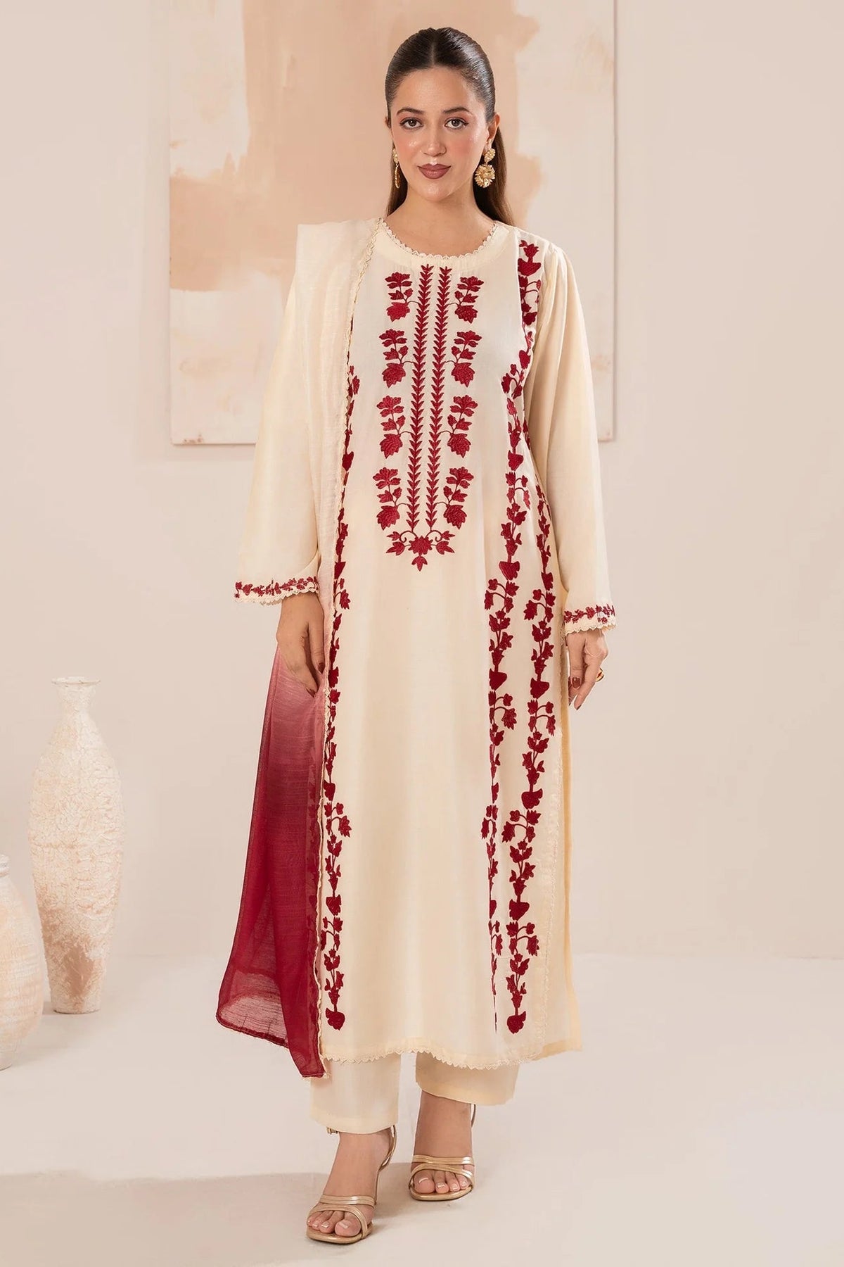 VITAGE - 3PC LAWN EMBROIDERED SHIRT WITH CHIFFON TYE & DYE DUPATTA AND TROUSER - HZG2669