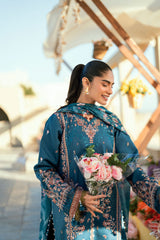 FLORENT - 3PC LAWN EMBROIDERED SHIRT WITH CHIFFON PRINTED DUPATTA AND TROUSER - HZG2299