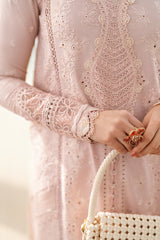 QALAMKAR - 3PC LAWN CHIKANKAARI EMBROIDERED SHIRT WITH KHADI NET EMBROIDERED DUPATTA AND TROUSER - HZG2696