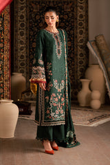 FLORENT - 3PC DHANAK EMBROIDERED SHIRT WITH DHANAK EMBROIDERED SHAWL AND TROUSER - HZG2603