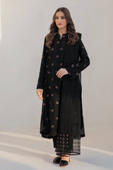 JAZMIN - 3PC DHANAK EMBROIDERED SHIRT AND ORGANZA EMBROIDERED DUPATTA WITH TROUSER - HZG2363