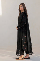 JAZMIN - 3PC DHANAK EMBROIDERED SHIRT AND ORGANZA EMBROIDERED DUPATTA WITH TROUSER - HZG2363
