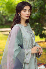 JAZMIN - 3PC LAWN EMBROIDERED SHIRT AND ORGANZA PRINTED DUPATTA WITH TROUSER - HZG1286